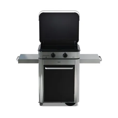 Carrello da esterno con plancha a Gas - Enosing - Plancha a Gas Cm.65, Nero e inox - Eno