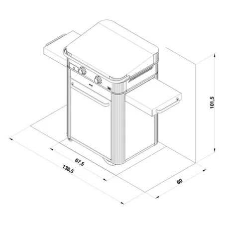Carrello da esterno con plancha a Gas - Enosing - Plancha a Gas Cm.65, Nero e inox - Eno