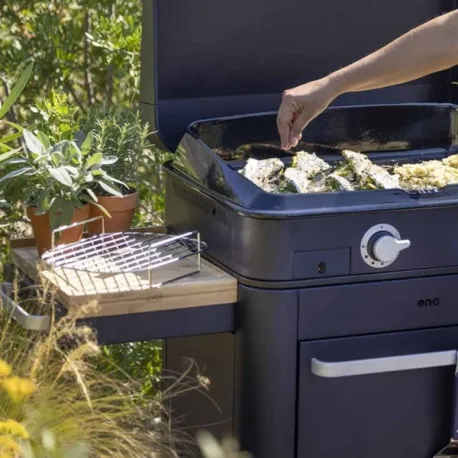 Carrello da esterno con plancha a Gas - Enosing - Plancha a Gas Cm.65, Blu navi - Eno