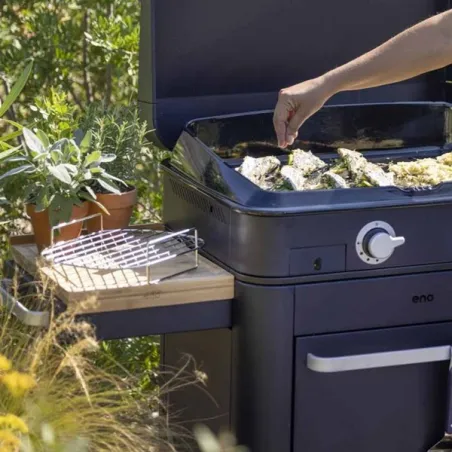 Carrello da esterno con plancha a Gas - Enosing - Plancha a Gas Cm.65, Blu navi - Eno