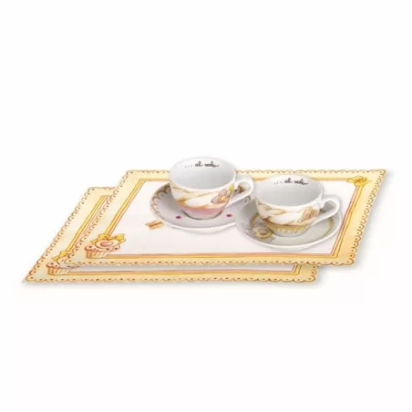 Set 2 tazze cappuccino + 2 tovagliette americane cupcake - Thun