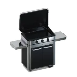 Carrello da esterno con plancha a Gas - Enosing - Plancha a Gas Cm.80, Nero e inox - Eno 2