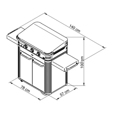 Carrello da esterno con plancha a Gas - Enosing - Plancha a Gas Cm.80, Nero e inox - Eno