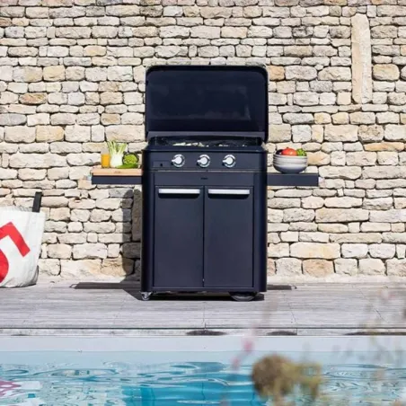 Carrello da esterno con plancha a Gas - Enosing - Plancha a Gas Cm.80, Blu navi - Eno