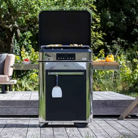 Carrello da esterno con plancha elettrica - Enosing - Plancha a Gas Cm.65, Blu navi - Eno