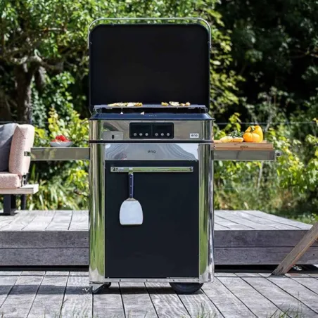 Carrello da esterno con plancha elettrica - Enosing - Plancha a Gas Cm.65, Blu navi - Eno