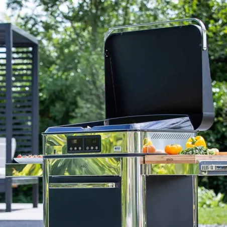 Carrello da esterno con plancha elettrica - Enosing - Plancha a Gas Cm.65, Blu navi - Eno