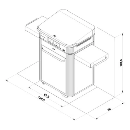 Carrello da esterno con plancha elettrica - Enosing - Plancha a Gas Cm.65, Blu navi - Eno