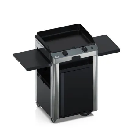 Carrello da esterno con plancha a Gas - Fusion - Plancha a Gas Cm.60, Nero e inox- Eno