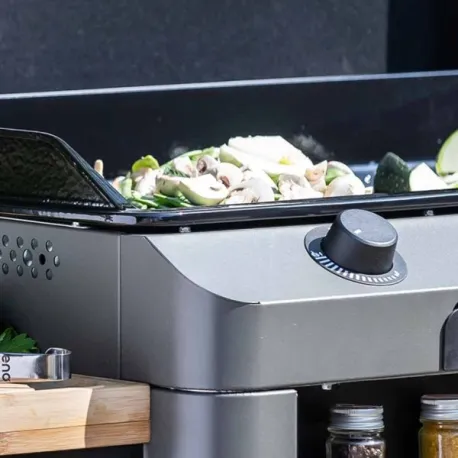 Carrello da esterno con plancha a Gas - Fusion - Plancha a Gas Cm.75, Grigio scuro - Eno