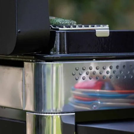 Carrello da esterno con plancha a Gas - Fusion - Plancha a Gas Cm.75, Nero e inox- Eno