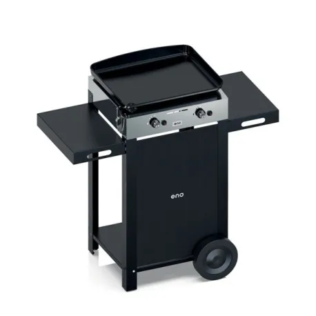 Carrello da esterno con plancha a Gas - Intial - Plancha a Gas Cm.50, Nero e inox - Eno