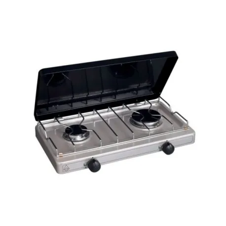 Fornello a gas 2 fuochi, Grigio e acciaio - Eno