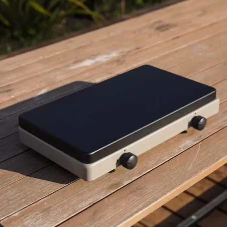 Fornello a gas 2 fuochi, Grigio e acciaio - Eno