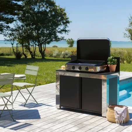 Cucina da esterno - Felix dessert - Mobile lavoro Cm.120, Nero e inox - Eno