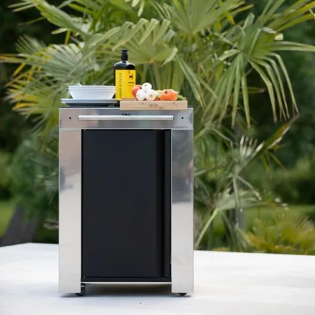 Cucina da esterno - Felix dessert - Mobile lavoro Cm.60, Nero e inox - Eno