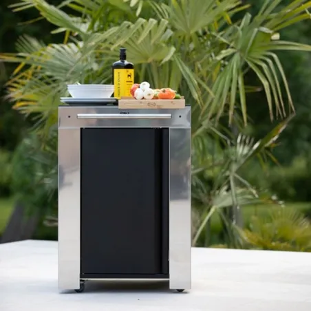 Cucina da esterno - Felix dessert - Mobile lavoro Cm.60, Nero e inox - Eno