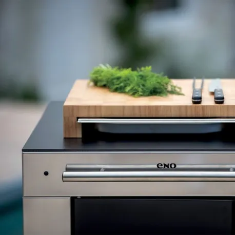 Cucina da esterno - Felix dessert - Mobile lavoro Cm.60, Nero e inox - Eno