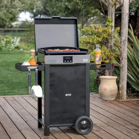 Carrello da esterno con plancha elettrica - Intial - Plancha elettrica Cm.50, Nero - Eno