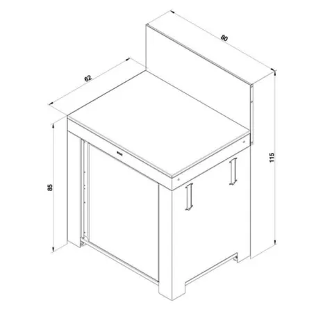 Cucina da esterno - Modulo - Piano di lavoro Cm.80, Nero e inox - Eno