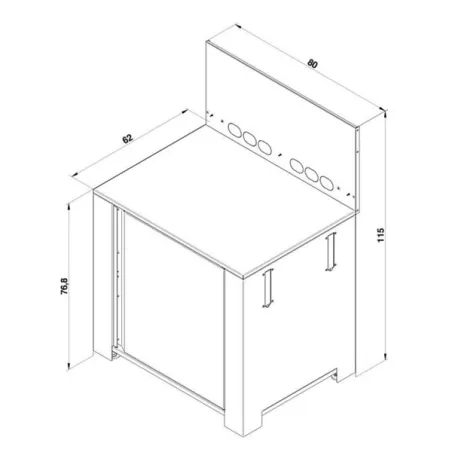 Cucina da esterno - Modulo - Plancha ribassata Cm.80, Nero e inox - Eno