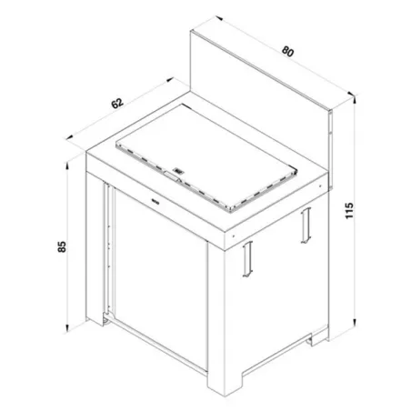 Cucina da esterno - Modulo - Plancha tribu Cm.80, Nero e inox - Eno