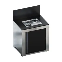 Cucina da esterno - Modulo - Master 2 fuochi Cm.80, Nero e inox - Eno 2