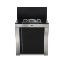 Cucina da esterno - Modulo - Master 2 fuochi Cm.80, Nero e inox - Eno