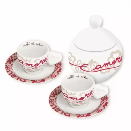 Set 2 tazzine espresso + zuccheriera san valentino - Thun