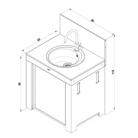 Cucina da esterno - Modulo - Lavello Cm.80, Nero e inox - Eno