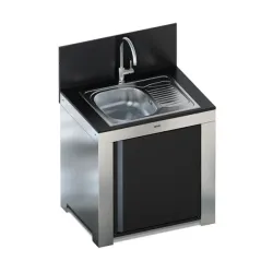Cucina da esterno - Modulo - Lavello con scolapiatti Cm.80, Nero e inox - Eno 2