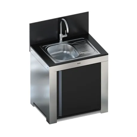 Cucina da esterno - Modulo - Lavello con scolapiatti Cm.80, Nero e inox - Eno
