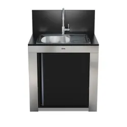 Cucina da esterno - Modulo - Lavello con scolapiatti Cm.80, Nero e inox - Eno