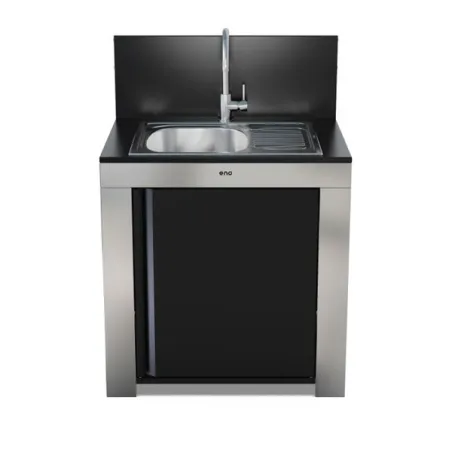 Cucina da esterno - Modulo - Lavello con scolapiatti Cm.80, Nero e inox - Eno
