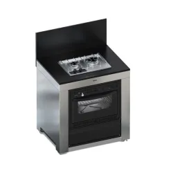 Cucina da esterno - Modulo - Combinato 2 fuochi Cm.80, Nero e inox - Eno 2