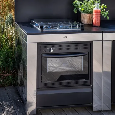 Cucina da esterno - Modulo - Combinato 2 fuochi Cm.80, Nero e inox - Eno