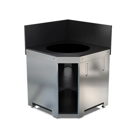 Cucina da esterno - Modulo - Angolare per Kamado Medium e Large Cm.80, Nero e inox - Eno