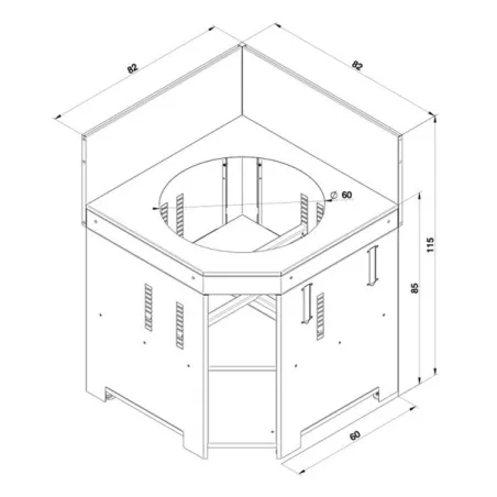Cucina da esterno - Modulo - Angolare per Kamado Medium e Large Cm.80, Nero e inox - Eno