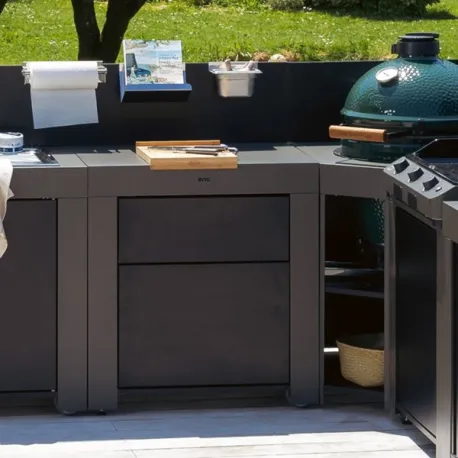 Cucina da esterno - Modulo - 2 cassetti Cm.80, Grigio scuro - Eno