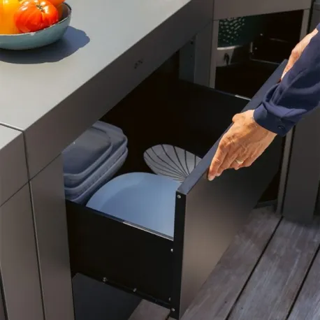 Cucina da esterno - Modulo - 2 cassetti Cm.80, Grigio scuro - Eno