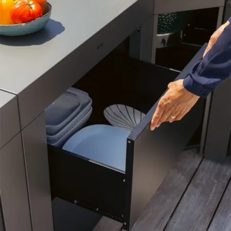 Cucina da esterno - Modulo - 2 cassetti Cm.80, Grigio scuro - Eno