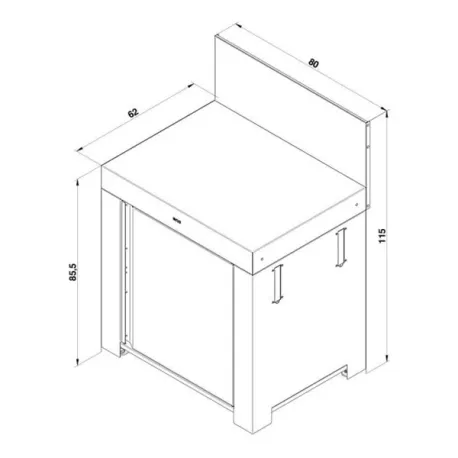 Cucina da esterno - Modulo - Piano di lavoro Cm.80, Grigio scuro - Eno