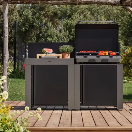 Cucina da esterno - Modulo - Plancha tribu Cm.80, Grigio scuro - Eno