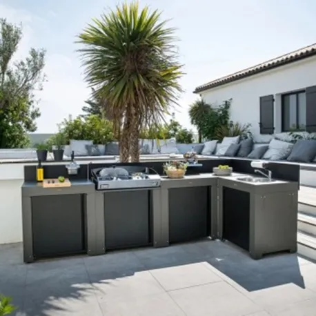 Cucina da esterno - Modulo - Plancha tribu Cm.80, Grigio scuro - Eno