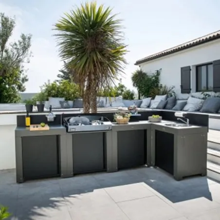 Cucina da esterno - Modulo - Plancha tribu Cm.80, Grigio scuro - Eno