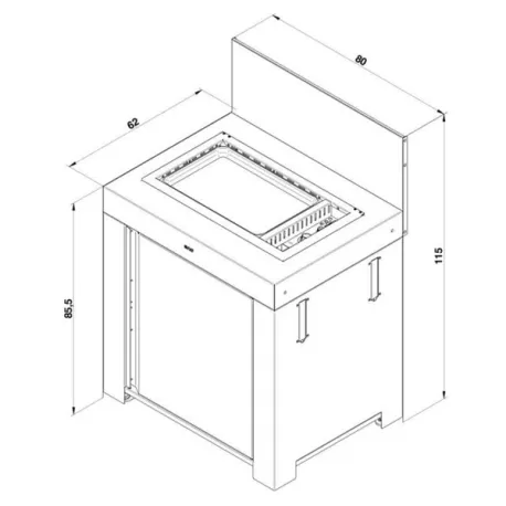 Cucina da esterno - Modulo - Plancha tribu Cm.80, Grigio scuro - Eno