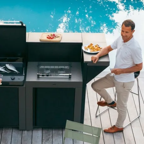 Cucina da esterno - Modulo - Master 2 fuochi Cm.80, Grigio scuro - Eno