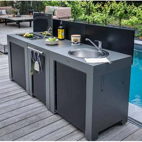 Cucina da esterno - Modulo - Lavello Cm.80, Grigio scuro - Eno