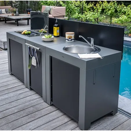 Cucina da esterno - Modulo - Lavello Cm.80, Grigio scuro - Eno