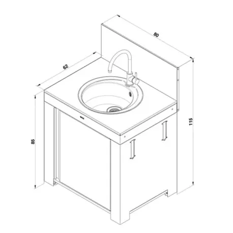 Cucina da esterno - Modulo - Lavello Cm.80, Grigio scuro - Eno